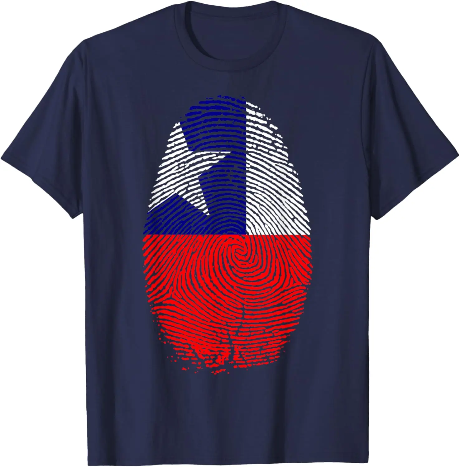Chile Flag Fingerprint It is in my DNA Gift for Chileans T-Shirt Short Sleeve Casual 100% Cotton Shirt