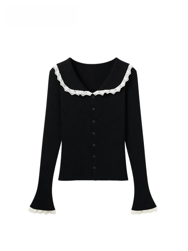

Sweet Sle plus Size Knitwear Long Sve Doll Collar Women's Autumn Winter New Sle Plump Sister Small Fraance Sle Top
