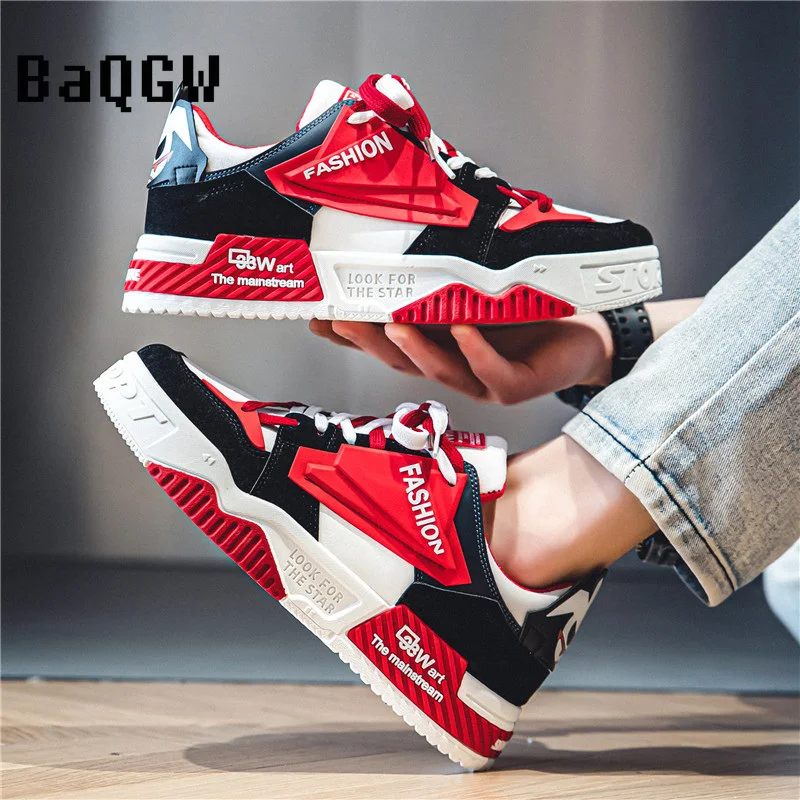 Fashion Color Block Mens Skateboard Shoes Casual Sports Streetwear Shoes Men Designer Hip Hop Sneakers Men Zapatos De Hombre