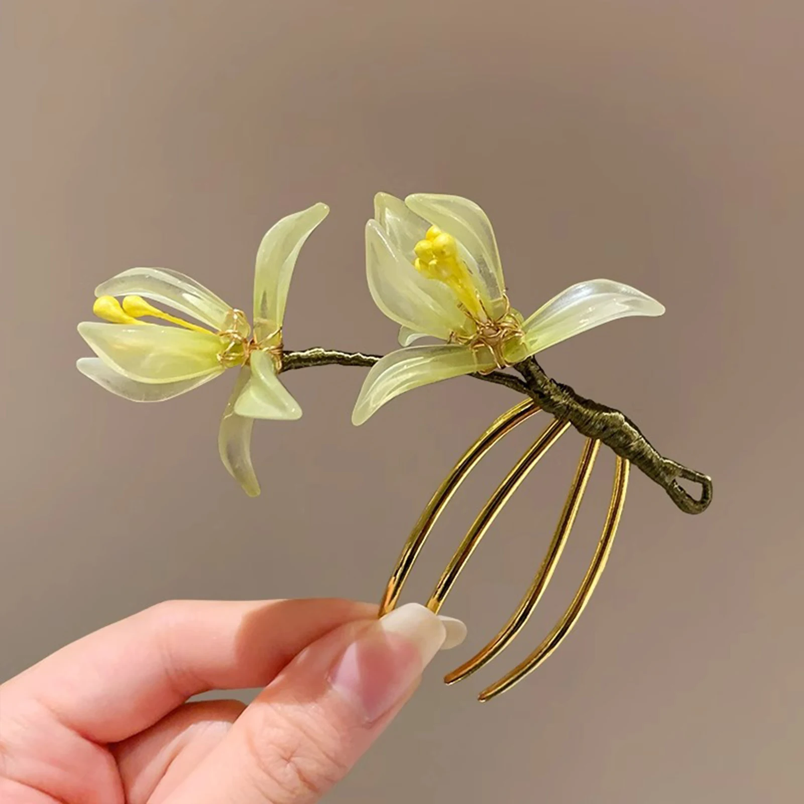 

New Chinese Style Floral Hair Comb Vintage Bridal Hairpin Multi-color Flower Side Hair Clips for Women Hanfu Hair Accessories