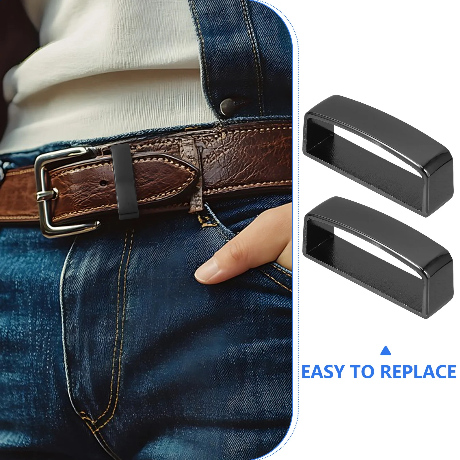 2 قطعة حلقة معدنية مستطيلة حلقة حلقة حارس أسود موصل متين لاستبدال إكسسوارات مشبك حزام الحزام للرجال