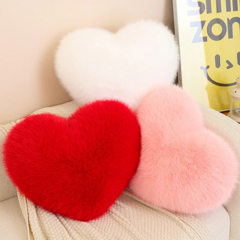 

40cm INS Nordic Style Love Heart Plush Pillow Toy Cartoon Fluffy Plushies Stuffed Sofa Chair Cushion Home Room Lazy Decor Gifts