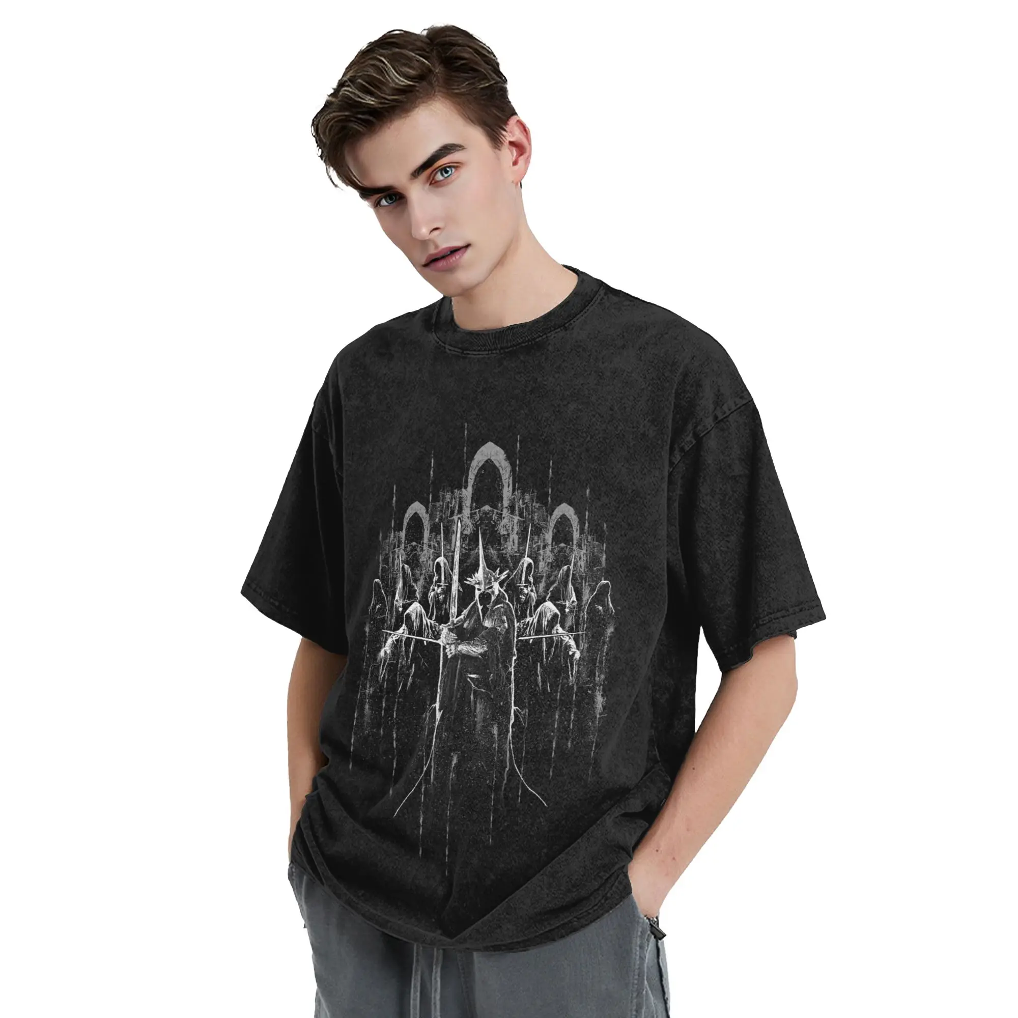 L-Lords R-Rings The Nine Washed T Shirts Streetwear Hip Hop Casual T-Shirts  Tees Men Women Cotton Oversize Graphic Printed