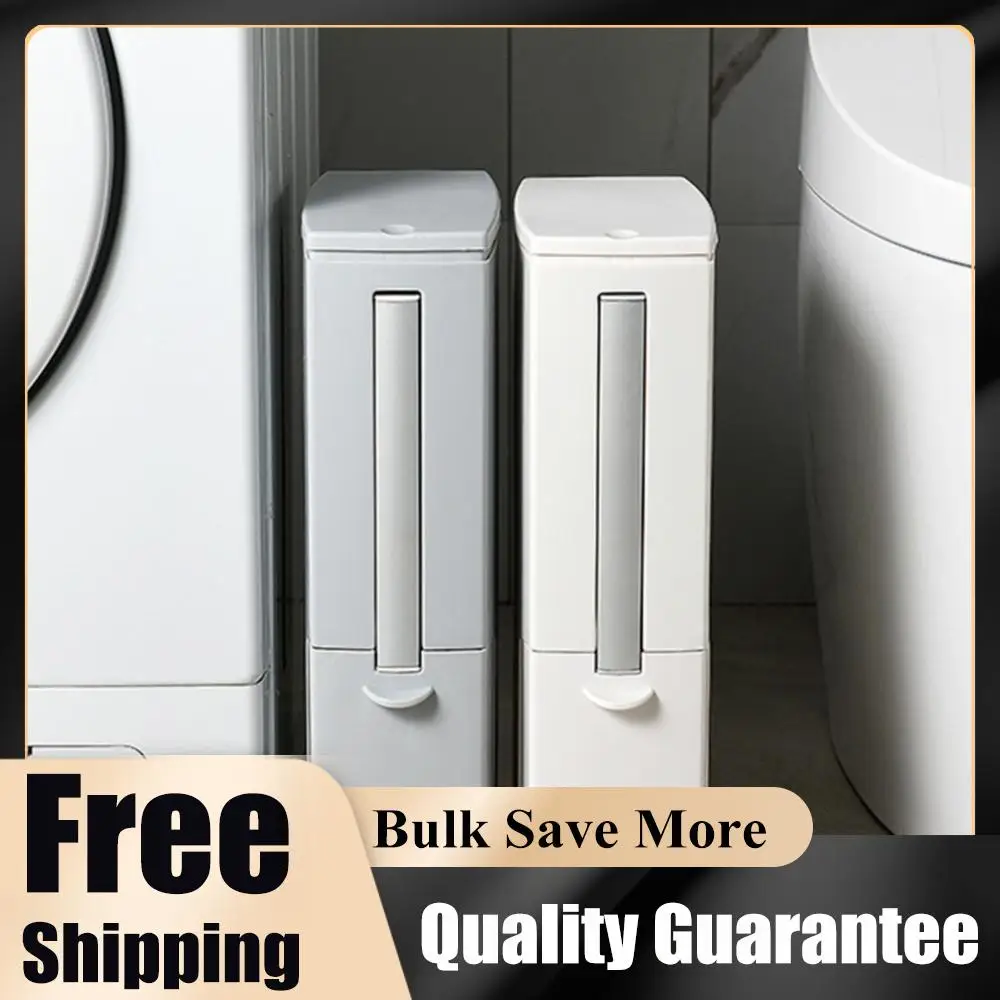 Integrated Trash Can and Toilet Brush Set Rectangular Toilet Brush and Waste Bin Set One-Key Opening Multifunction for Bathroom
