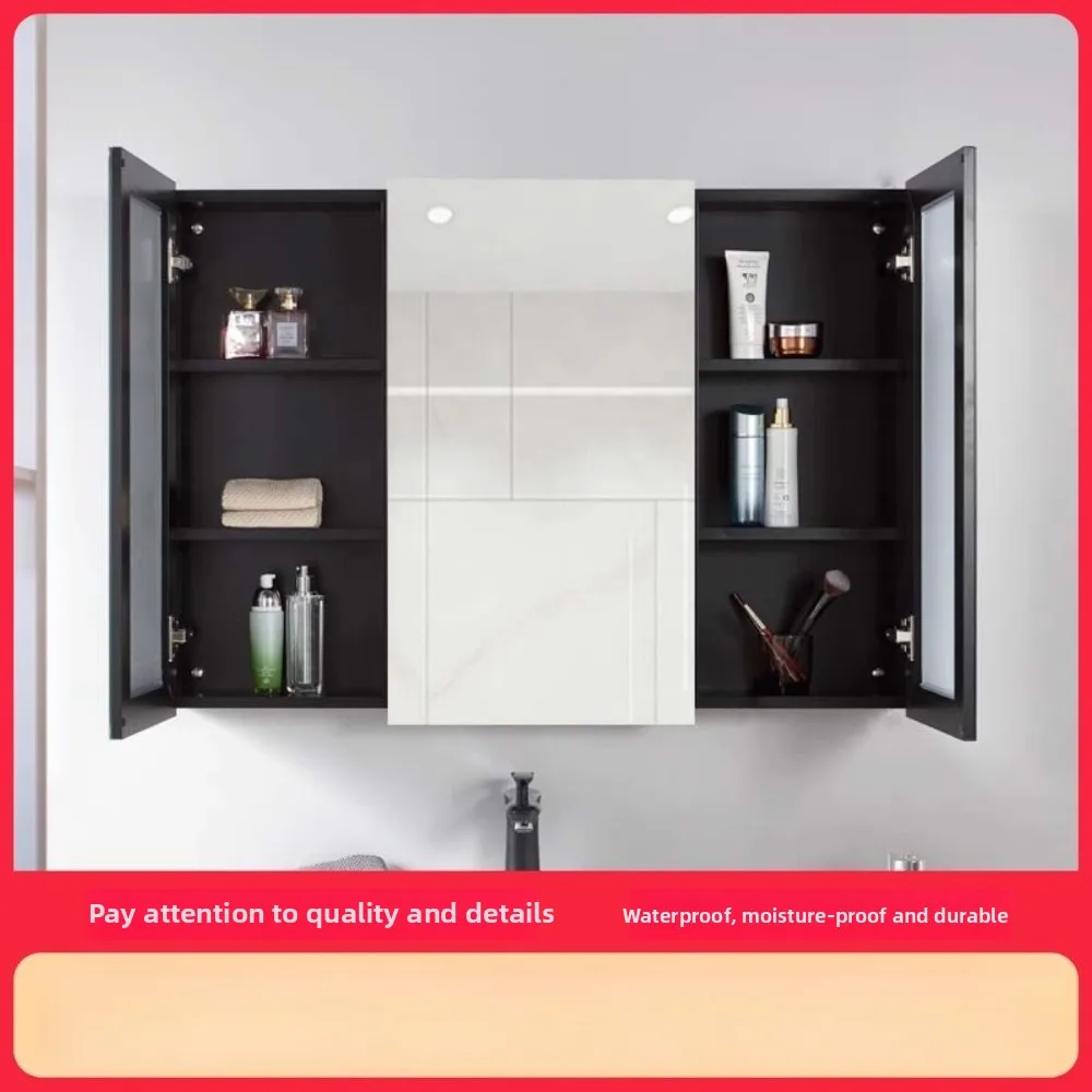 

Aluminum alloy bathroom mirror cabinet makeup door opening, mirror wall-mounted box, simple heightened wall cabinet
