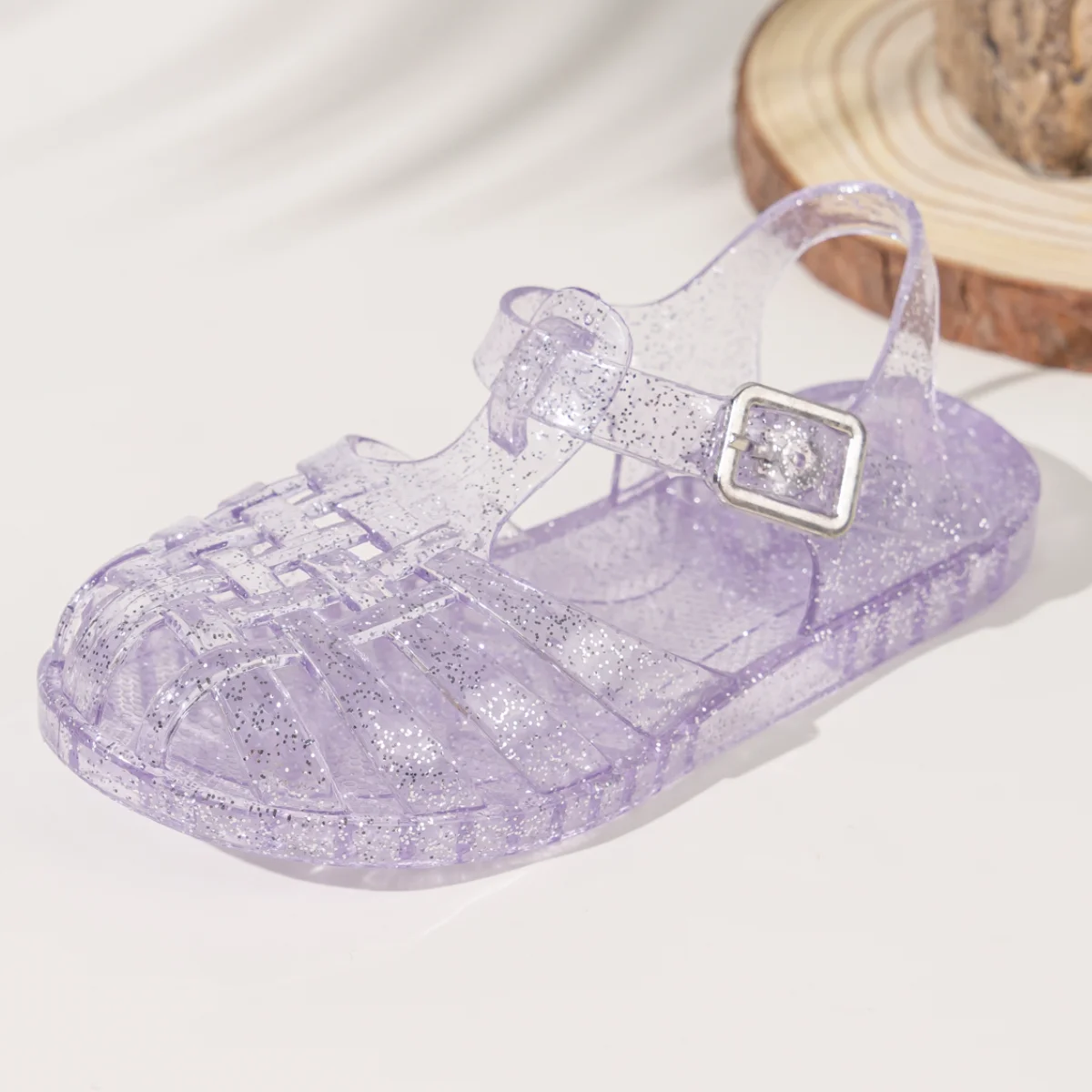 الصيف تنفس أزياء الكرتون طباعة بارد غرامة بريق الترتر هلام الأحذية قابل للتعديل PVC الفتيات الصنادل #4