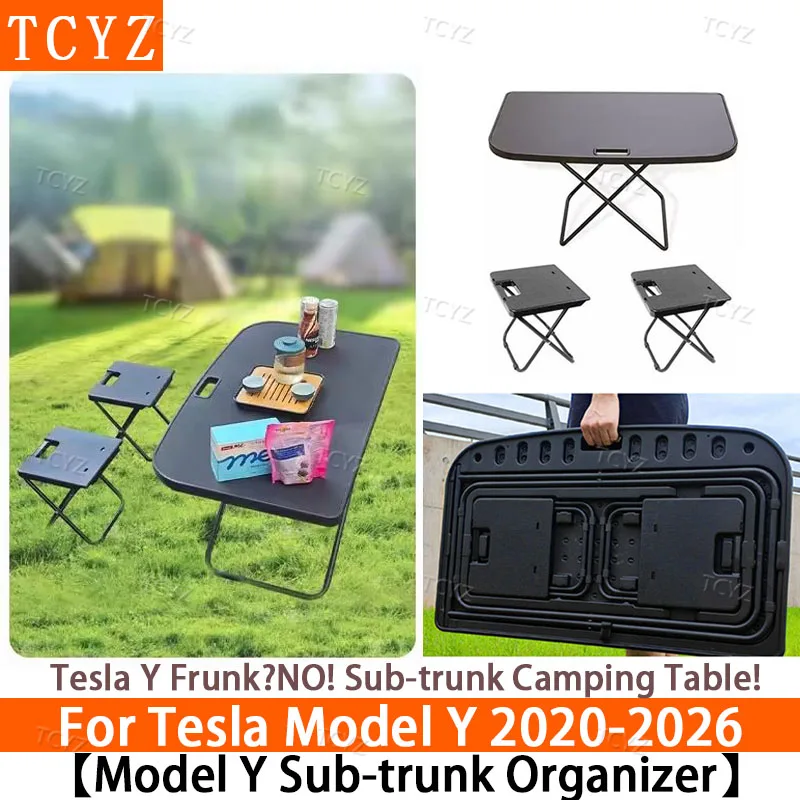 Mesa Plegable Portátil TCYZ para Maletero de Tesla Modelo Y 2025 2026 Juniper, Ideal para Picnic, Viajes, Trabajo, Descanso y Camping, Accesorios para Auto