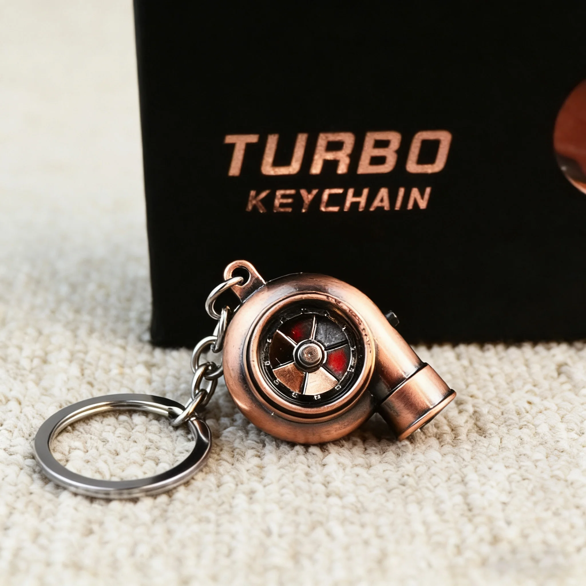Car Decorative Turbocharged Creative  Toy Keychain with Light And Sound Rotating Key Holder Personal Driving Item