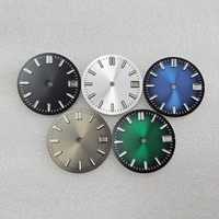 28.5mm Watch Dial Sunburst Texture Watch Faces Single Date Calendar Green Luminous Watch Accessories for NH35 / NH36 Movements