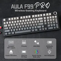 AULA F99PRO Wireless Gaming Keyboard Gasket Structure Compatible with 3/5 Pins Hot-swap Mechanical Keyboard with Media Knob