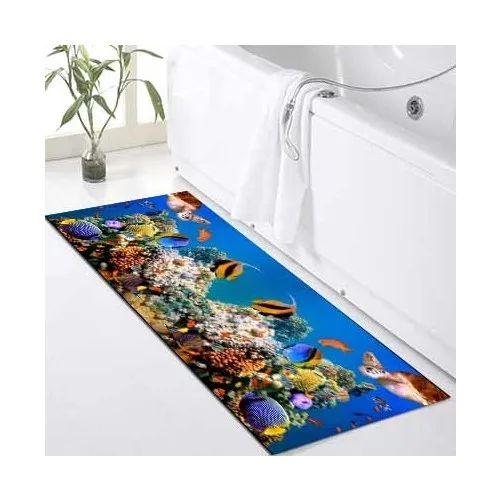 Else Kadser Aquarium Fish Pattern Shower Bathtub Fronting Bath Mat