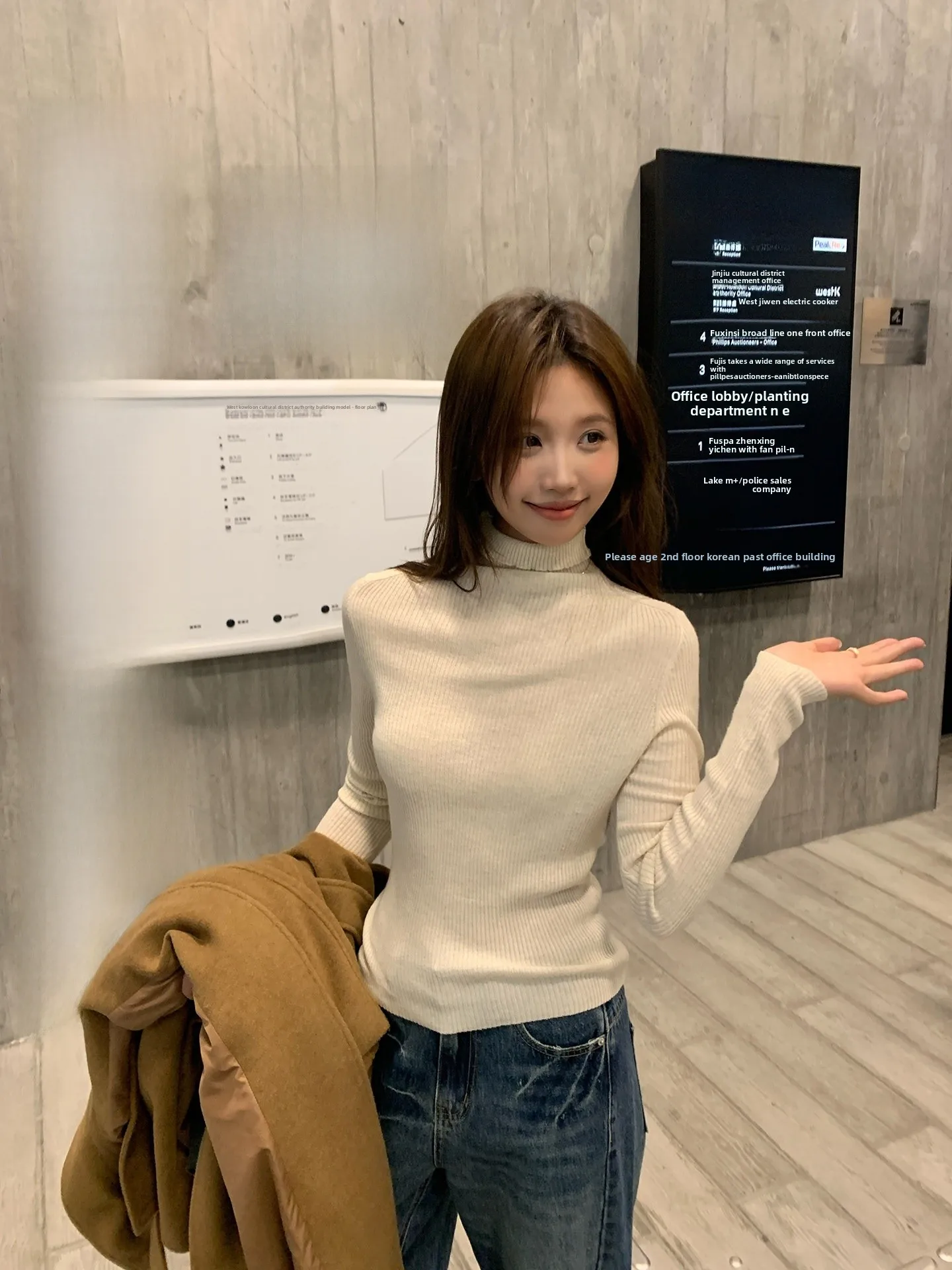 

Женский вязаный топ YOKLASS с высоким воротом и длинными рукавами, облегающий, базовый, универсальный, для ранней осени, повседневный, из полиэстера