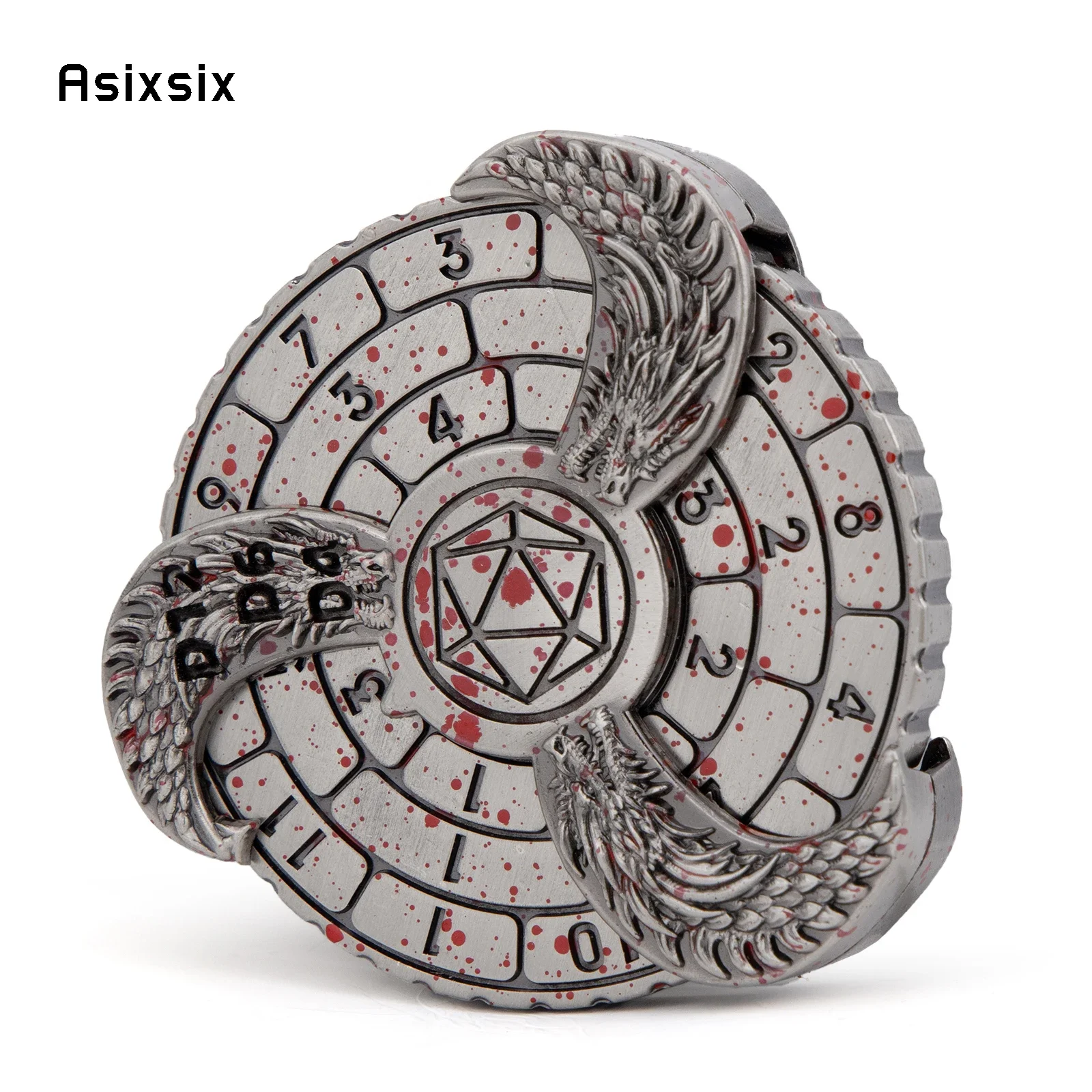 

Silver Red Three Head Dragon Head A Spinning Wheel Toy With Dice A Multiplayer Rotation Game, Featuring A Dice Scoring System