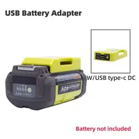 18W Wireless portable Converter for Ryobi 40v Lithium Battery USB Adapter Converter  W/USB C-type DC port(No Battery ）