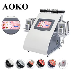 AOKO 6 In 1 Cavitation 40K Ultrasound Vacuum Slimming Body muscle Fat reduce Loss weight Machine For Spa Lifting Facial Massage