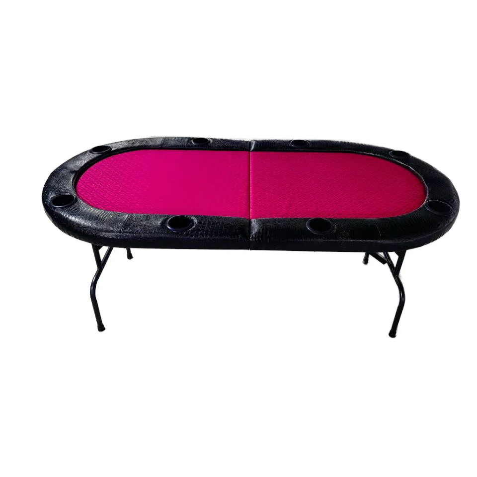 8-Player Oval Professional Mahjong Table with Modern Style Foldable Iron Legs for Poker & Gambling