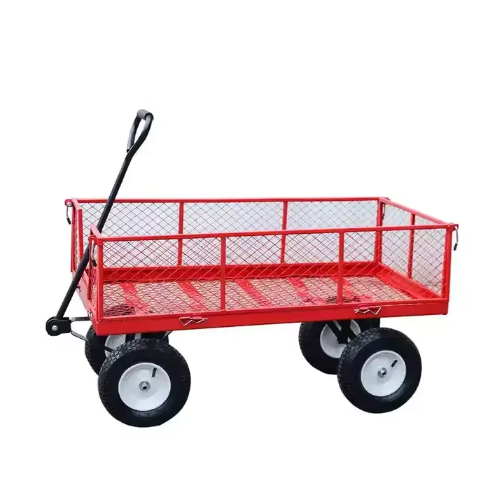 Caminhão de lenha de malha de aço ao ar livre, Jarda Jardim Ferramenta, Trolley, Lados removíveis, Jardim Quintal, 4 rodas