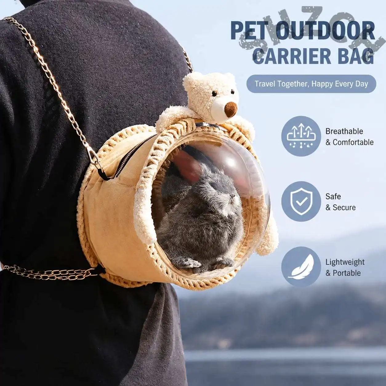 Small Animal Travel Carrier Bag for Parrots, Hamsters, Chinchillas, Rabbits, Hedgehogs and More