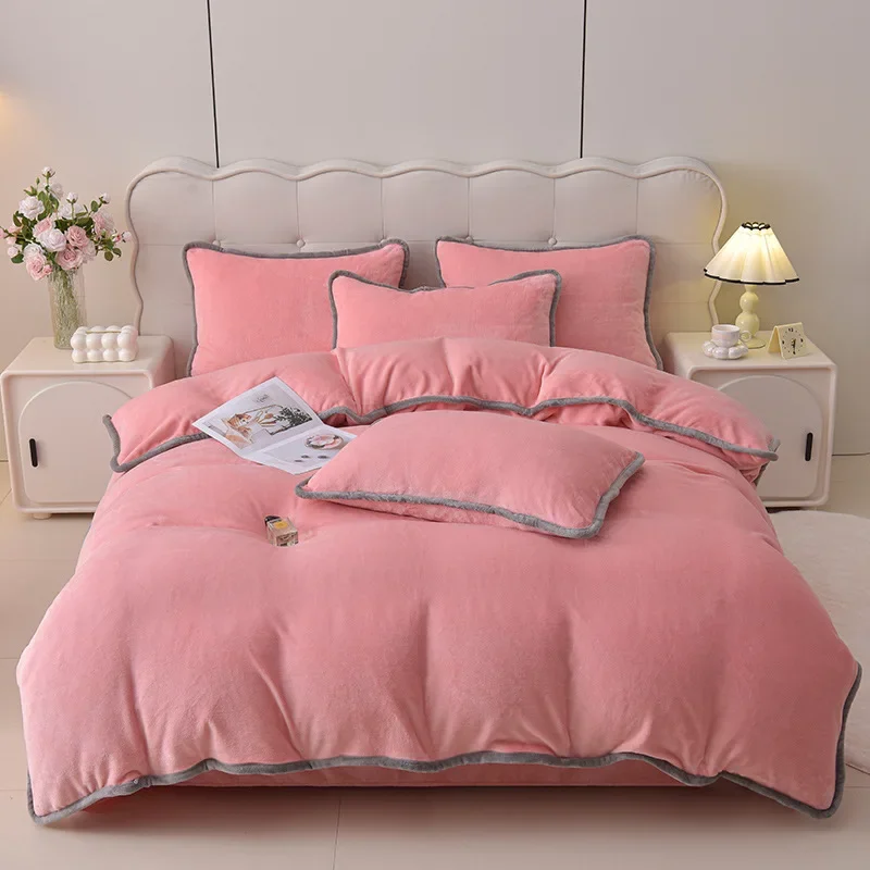 

Winter thickened warm milk fleece four-piece set double-sided fleece autumn and winter anti-static fleece quilt cover