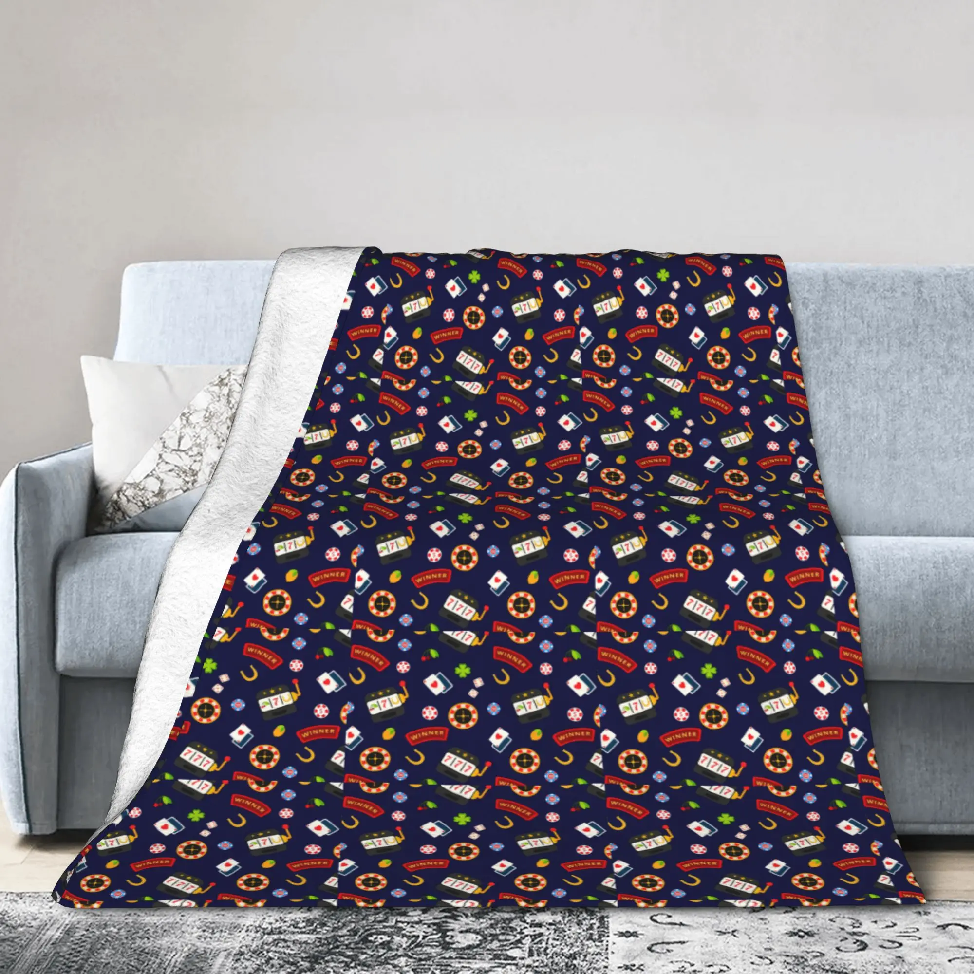 Custom Casino Gambling Blanket Soft Fleece Spring Warm Flannel Poker Cards Game Throw Blankets for Sofa Car Bedding Bedspread
