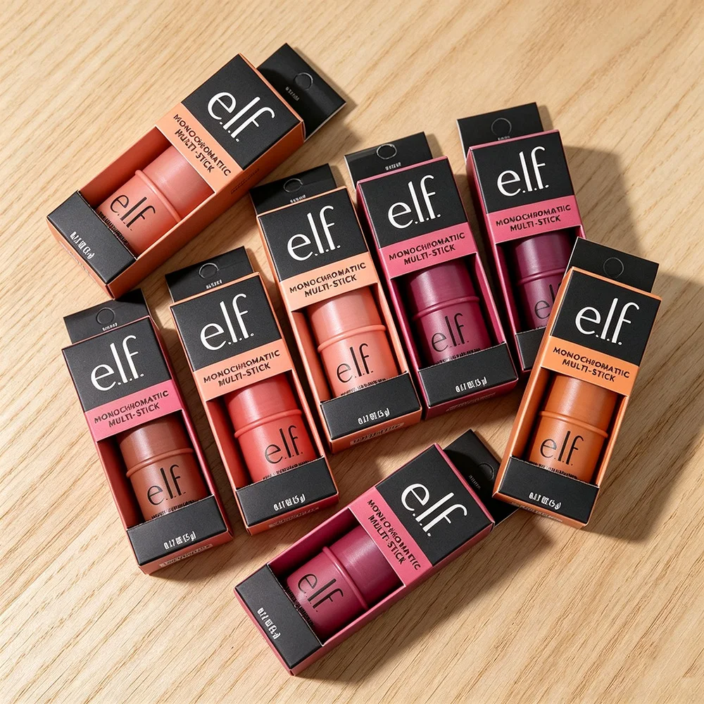 Barra de maquillaje multifunción tres en uno ELF, contorno de alto brillo, maquillaje natural nude, barra de maquillaje para labios y mejillas