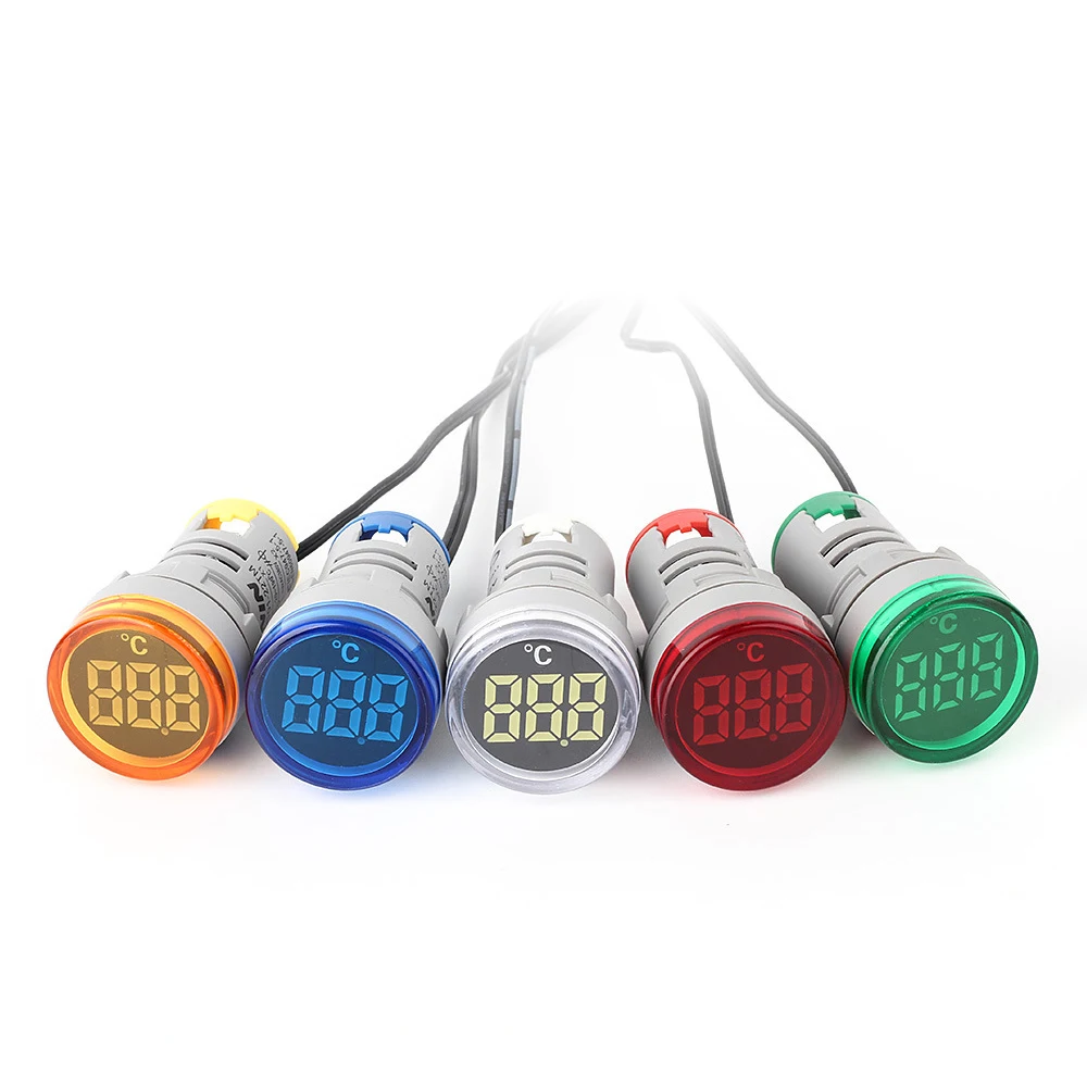 ABILKEEN Top Quality Mini Thermometer Dia30mm Round Head AC380V LED Illuminate Industrial Thermometer -20℃~199℃ Measuring Range