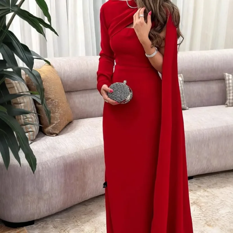 Vestidos de noche con cinta larga de un hombro, vestido de fiesta de cóctel para invitados de boda, vestido Formal elegante para mujer, vestido de graduación