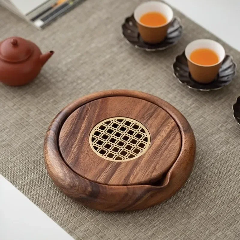 Walnut water storage pot bearing tea tray household solid wood dry foam tray New Chinese small wooden dry foam table