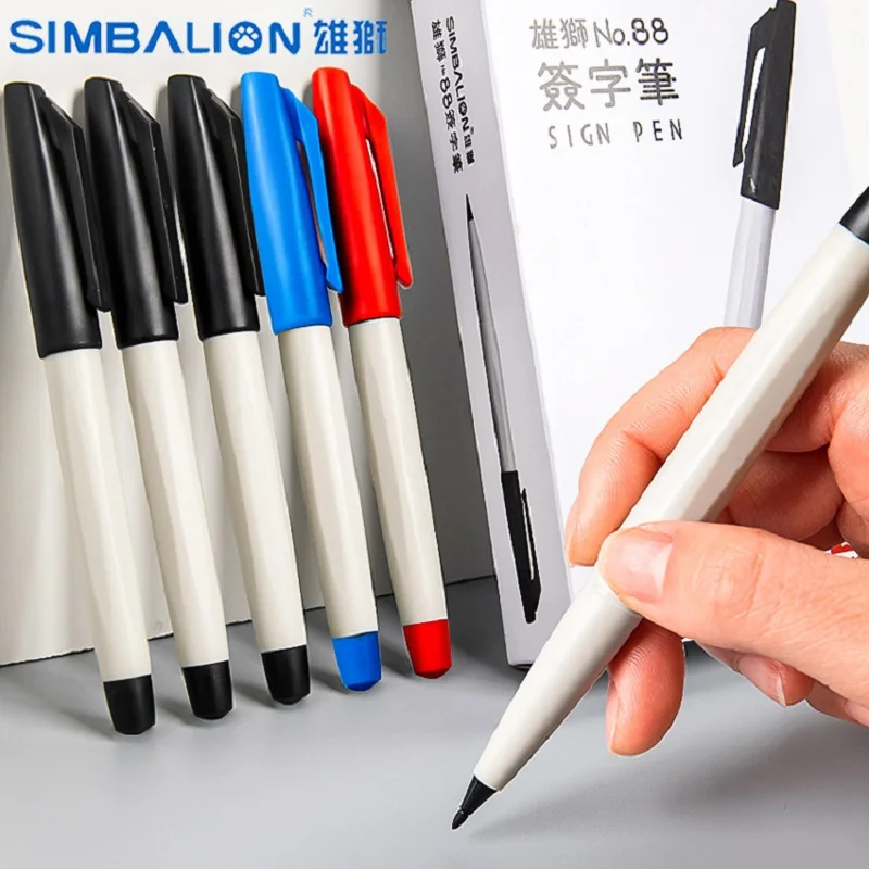 Borrence 12pc Lion Signature Pen 88 Marker Pen 1.0mm Can Add Ink Color Drawing Hook Pen Quick drying School supplies