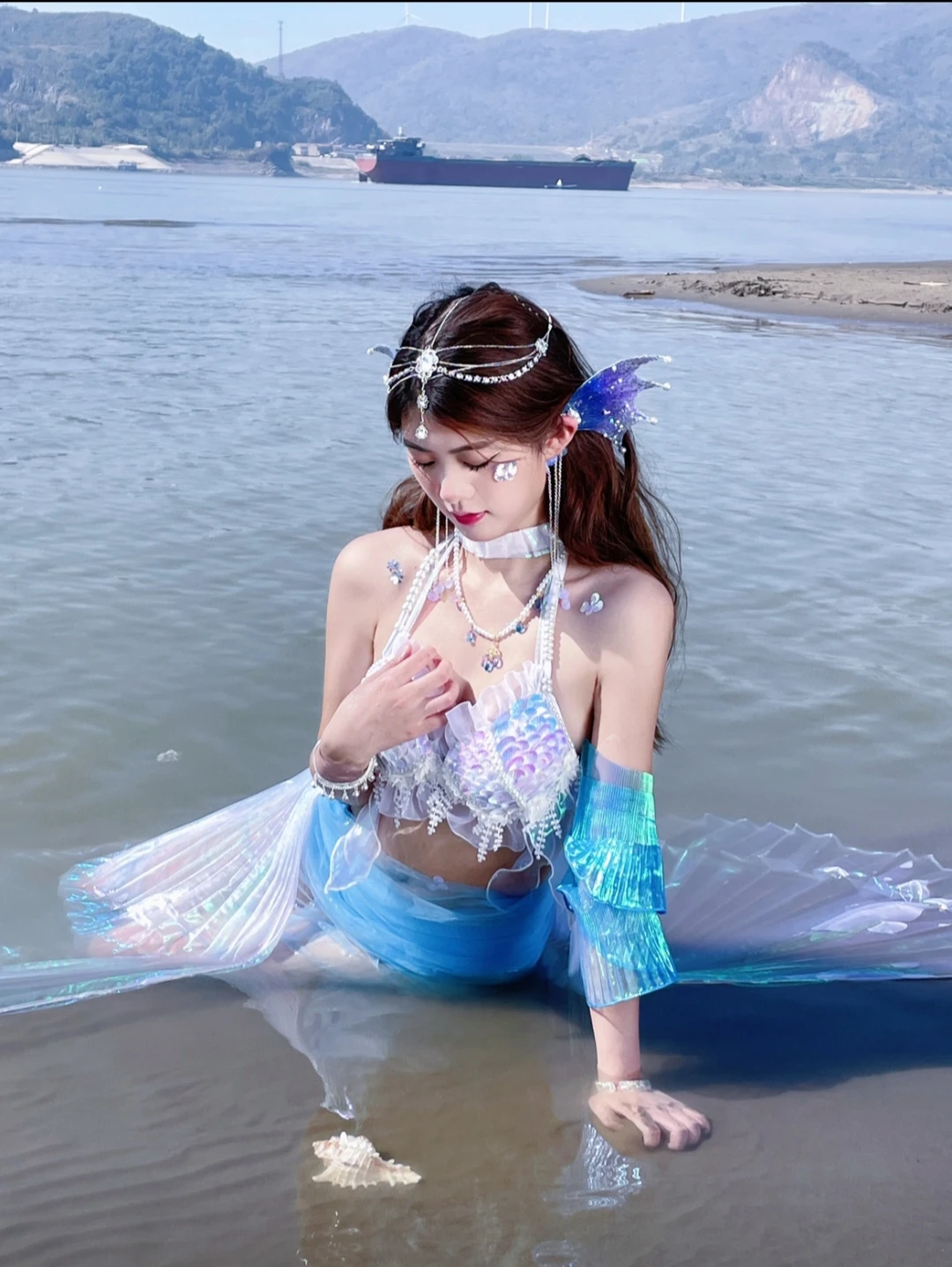 NEW Women Bikini Top Bra Kawaii Mermaid Sequin Shell Aquarium Bar Lolita Show Outfit Fishtail Leather Halloween Cosplay Costumes