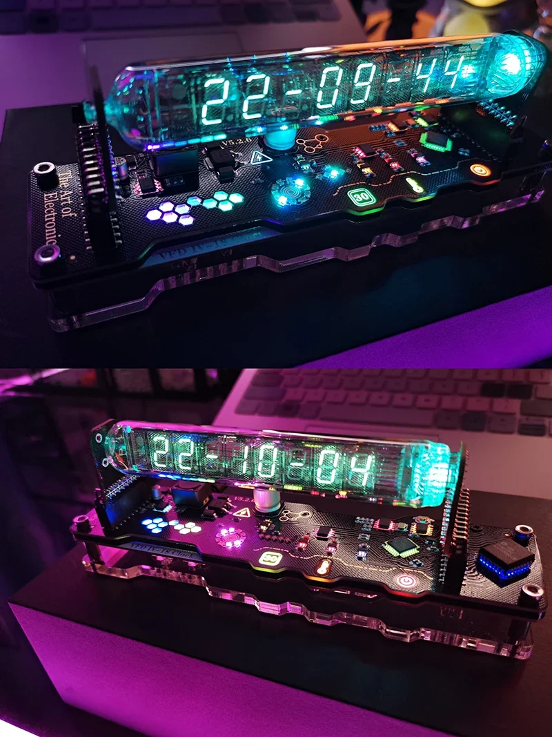 VFD IV18 Vacuum Fluorescent Tube Clock Cyberpunk RGB LED Nixie Table Display 5V With Touch Keys