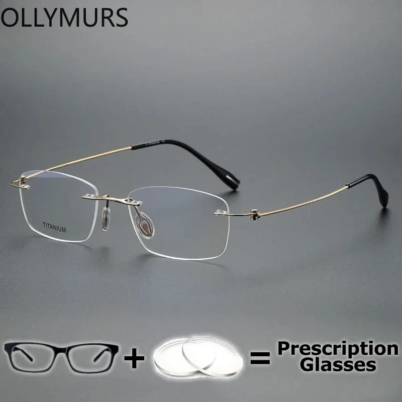 

KIZN очки без оправы по рецепту для зрения, элитные широкие поля, оптические прогрессивные мультифокальные линзы для мужчин, анти-синий свет, Gl