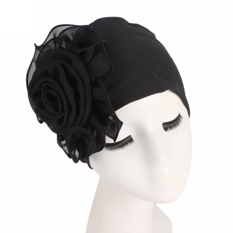 Newly Big Lace Flower African Bandana Head Wrap Women Elastic Hair Loss Cap Turban Wedding Party Headwear Hair Accessories - view 5