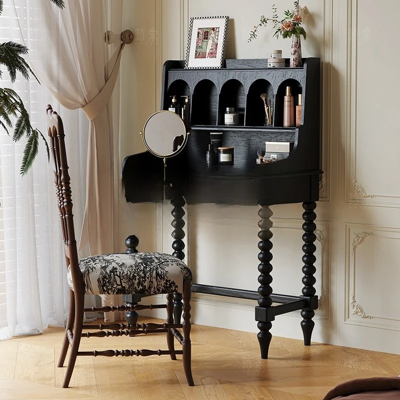 

Французский ретро-туалетный столик из массива дерева для главной спальни, антикварный туалетный столик со встроенным столом