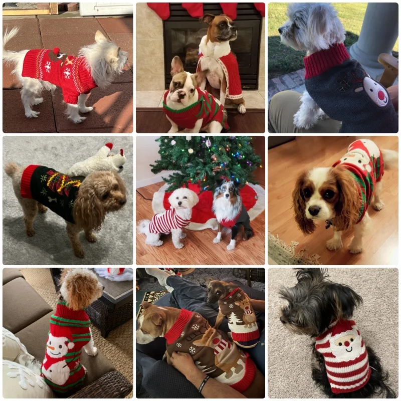 Fashion Dog Sweater Winter Warm Dog Clothes Christmas Puppy Turtleneck Cute Print Cat Sweater Pet Outfits Chihuahua Dog Supplies