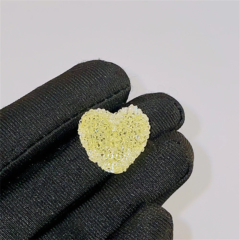 5pcs New Style Transparent Acrylic Peach Heart Shape Soft Sugar Candy Beads with Holes for DIY Keychain Ornament Accessories