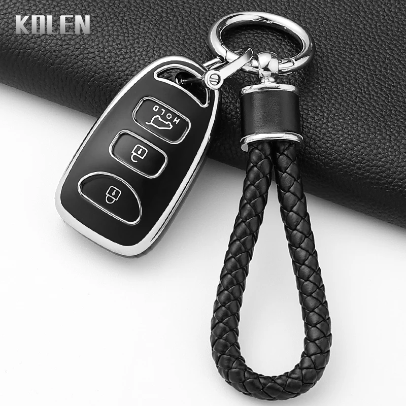 Fashion TPU Car Key Case Cover For HYUNDAI KIA Tuscon Elantra Rio Sportage Rondo Accent Protected Shell Keychain Fob Accessories view 5