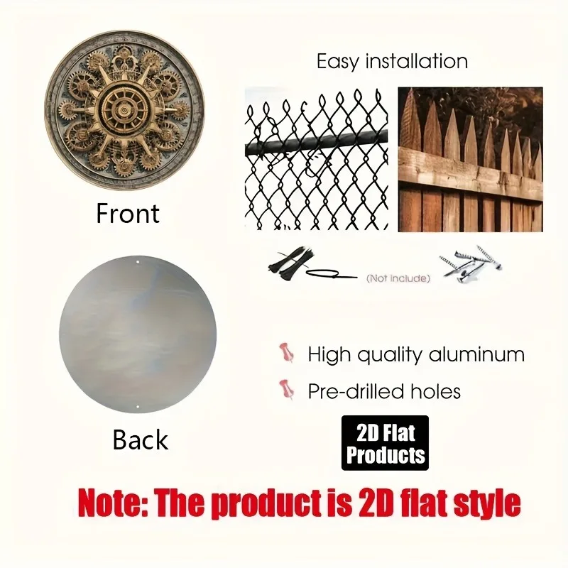 CIFbuy Vintage Steampunk Gear Aluminum Wall Art Waterproof Durable Metal Sign For Home Bar Cafe Office