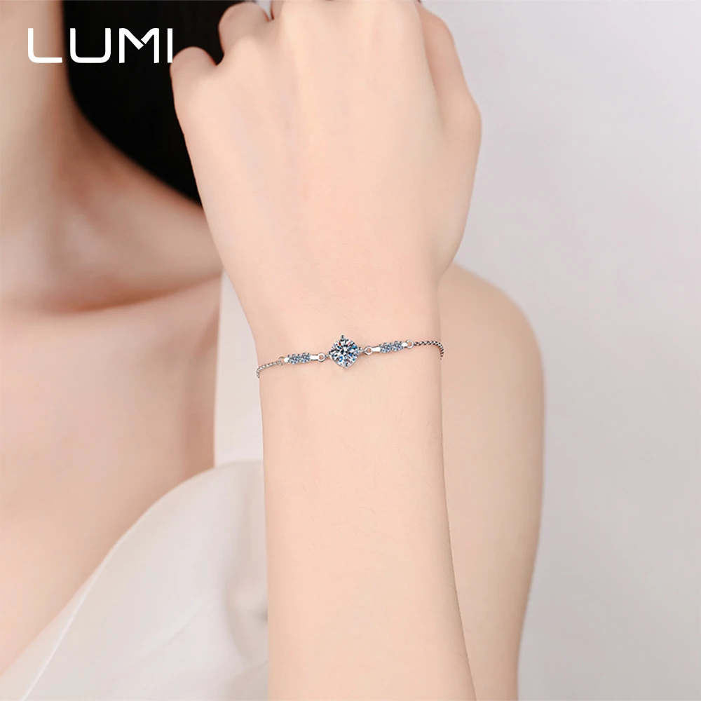 

Elegant 1cctw VVS1 Moissanite S925 Silver Adjustable Bracelet for Women Party Anniversary Birthday Present Engagement Jewelry