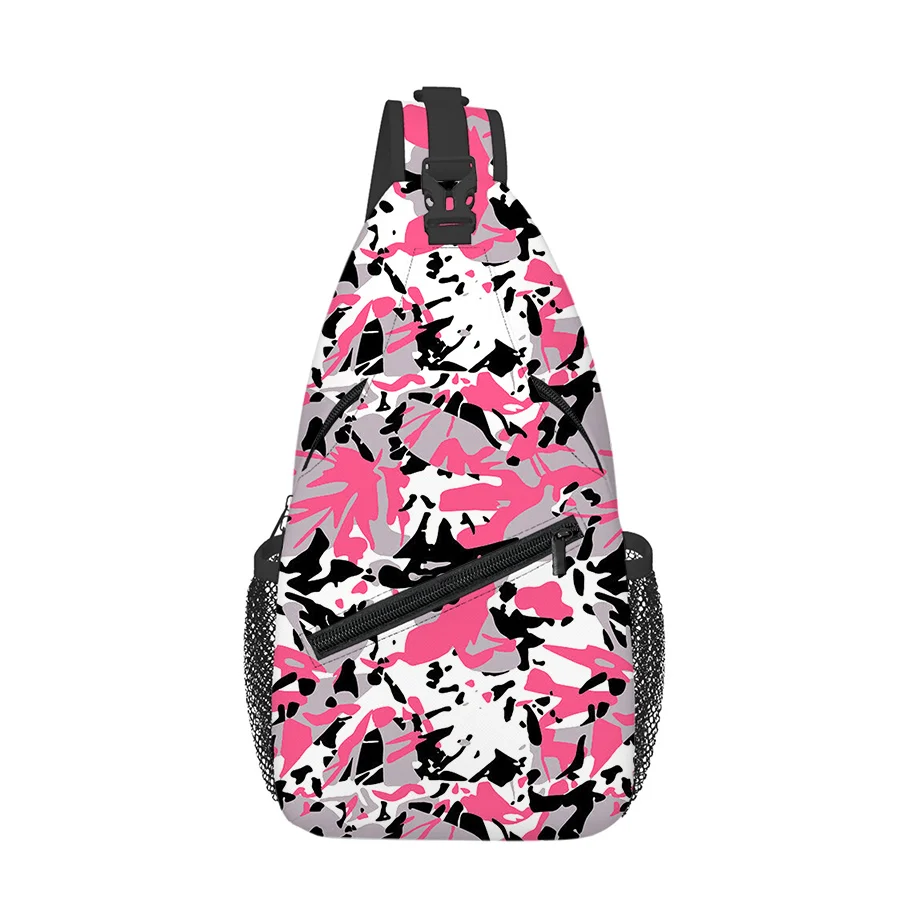

Pink White Pattern Chest Bag Boy/Girls Best Gift 3D Cartoon Large Capacity Sports Leisure Fashion Fitness Bag for Children