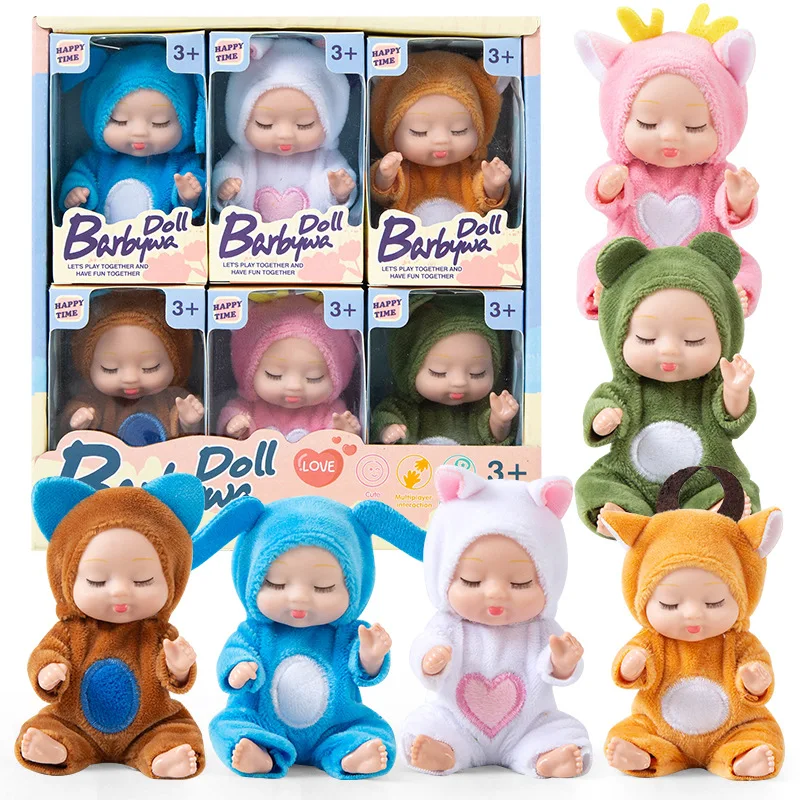 6pcs/set Mini Sleeping Mini Reborn Dolls Children Cute Baby Dolls Boys Girls Reborn Adorable Toys Simulation Princess Toy