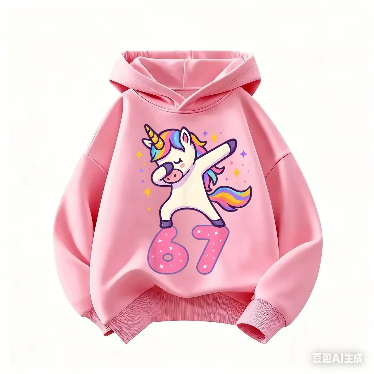 Einhorn-Hoodie für Kinder 67 Regenbogen Niedlicher Kawaii Cartoon Glitzernder Mädchen Lustiger Trendiger Oversized Lässiger Sport-Sweatshirt – Detail 3