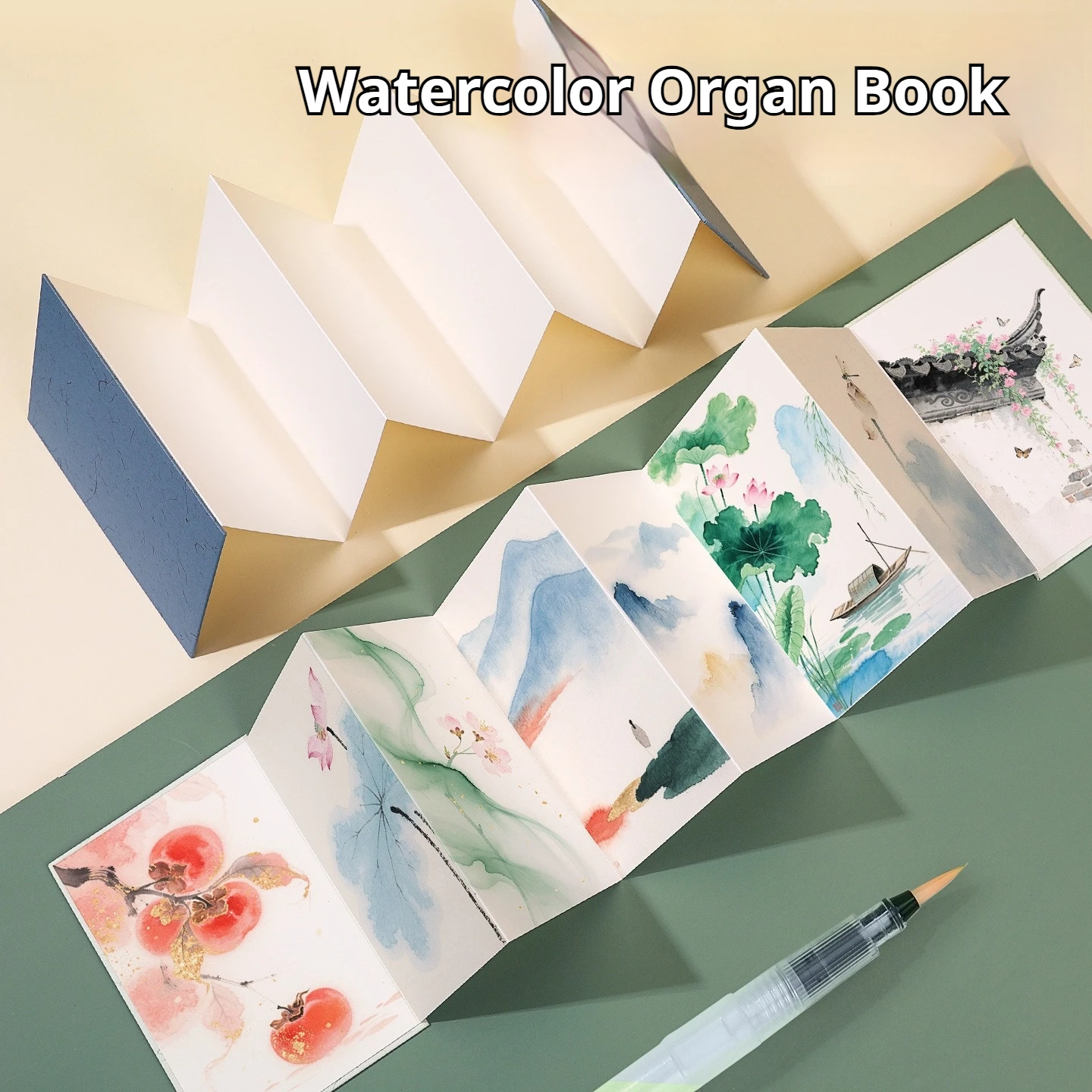 

BORRENCE 300Gsm Watercolor Book Folded Drawing Pad Organ Sketch Travel Notebook for Portable Travel DIY Hand-painted Drawing