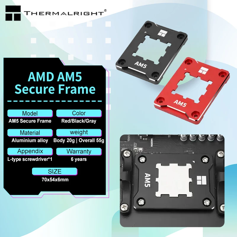 Thermalright AMD-ASF BLACK AM5 CPU Bending Corrector Frame Protector AMD RYZEN 7000 SERIES Buckle Fix Substitute CNC Aluminum