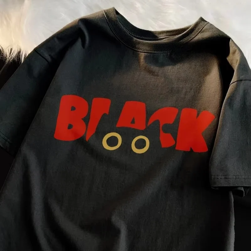 

Летняя одежда, футболки с принтом «ЧЕРНЫЙ кот», модные свободные детские футболки с короткими рукавами, повседневные уличные топы высокого качества