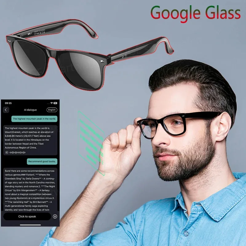 

AI Intelligent Translation Glasses 163 Online Language AI Automatic Dialogue Translation Bluetooth Translation Glasses Men Women