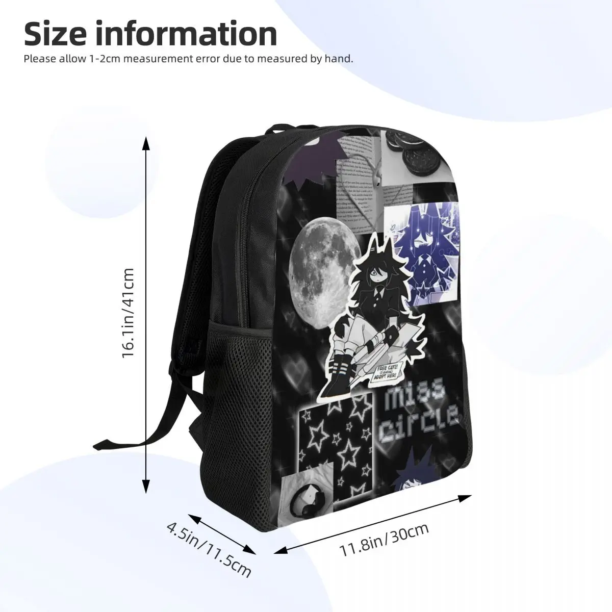 Miss Circle Game Student Backpack School Bag Hiking Travel Daypack for Men Women Fashion Bookbag Shoulder Bags