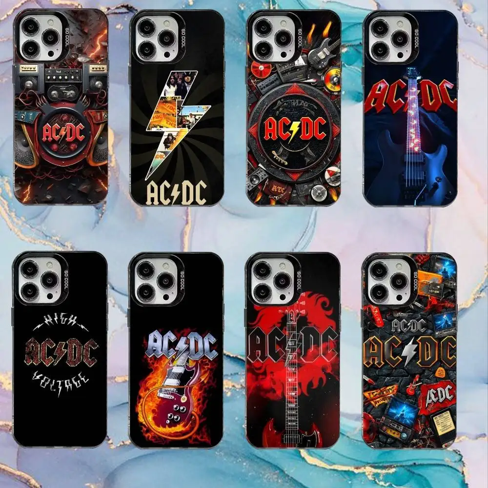 

A-AC Music DC Phone Case For iPhone17,16,15,14,13,12,11 Plus,Pro Max Black Candy Matte Shockproof Cover