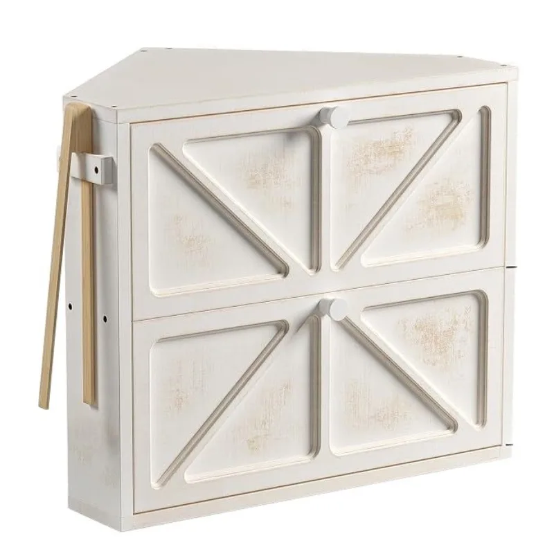 Old wooden double-layer bread box, household kitchen corner snack storage box, double door baked goods storage box