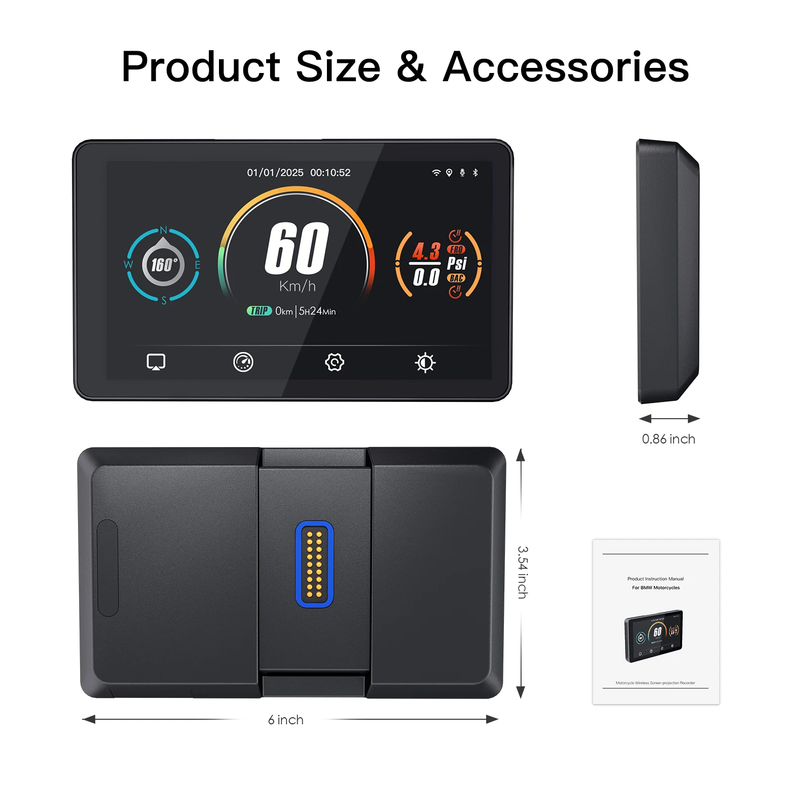 AutoUltura Für BMW Motorrad Tragbare GPS Navigation Drahtlose CarPlay Android auto 6-zoll IPX8 Navigator GS ADV mit Bluetooth